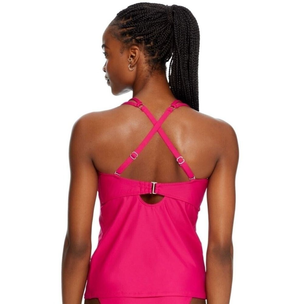 Birdsong Size 34DDD Bare Necessities Pink Underwire Wrap Tankini Swim Top Pink - Picture 2 of 11